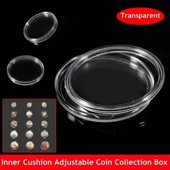 

50pcs Transparent Adjustable Coin Capsules Crafts Containers Storage Collection Boxes Holders Diameter 17/20/25/27/30/40mm Round