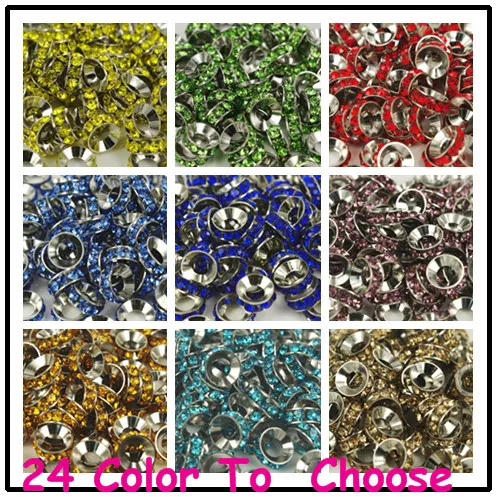 

cg424 10mm Mixed random color Rhinestone Crystal Rondelle Spacer Beads Lot,Best Fasion European Beads