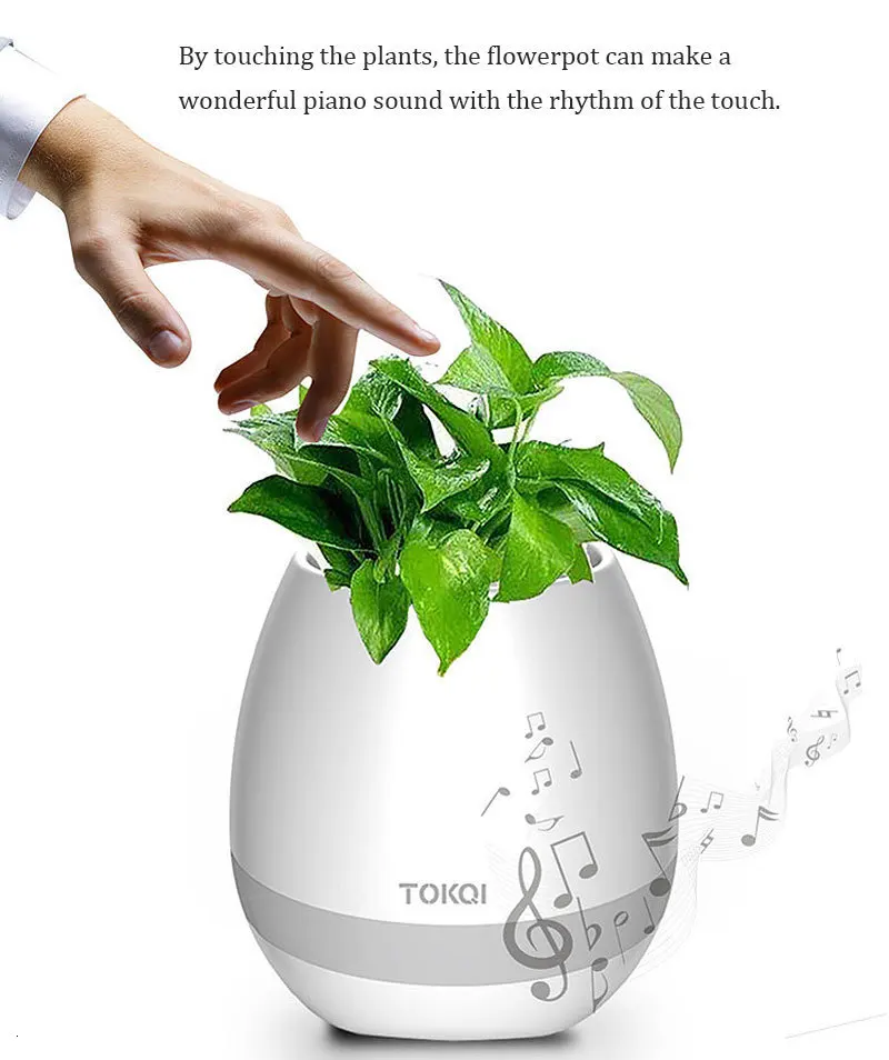 Bluetooth Audio Smart Flower Pot Touch Plant Music Potted LED Lights Plastic Vase Home Decoration Accessories Children's Toys