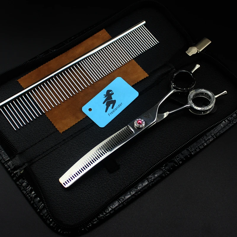 Scissors tipo de Aço Lidar com Material Polegada Hairdressing Inoxidável Número Modelo Tamanho Lâmina Material Dentes Comprimento Total 7.0 Pet 40 tipo de aço inoxidável modelo número alça