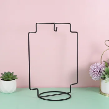 

2Pcs Micro Landscape Bottle Hanging Rack with Hook Decorative Iron Shelf Glass Ball Hanging Bracket DIY Planter Stand Hanger (Bl