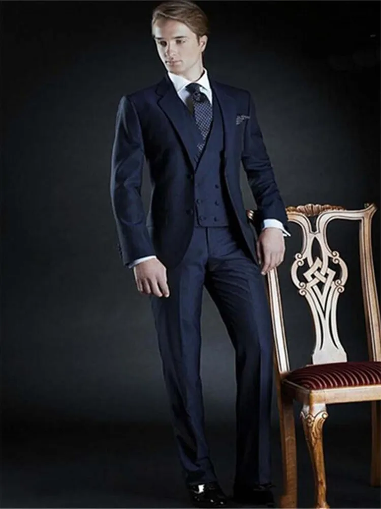 Классический мужской костюм смокинг Noivo Terno Slim Fit Easculino вечерние костюмы для мужчин темно-синие смокинги жениха Нотч лацканы два но