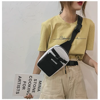 

HATCYGGO Women Canvas Waist Bag Fanny Pack Sports Chest Bag Crossbody Pouch Bags Female Casual Waist Pack Bum/Phone Bag