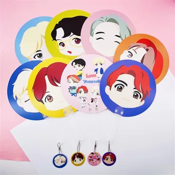 

1 Pcs Kpop Bangtan Boys Round Support Fan Flash Concert with the Same Style PVC Hand Fan for Promotion Cute Cool for Gift