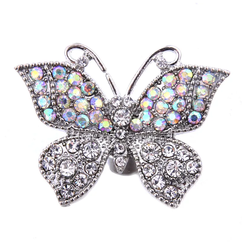 10pcs/lot Wholesale Snap Jewelry 18mm Snap Buttons Mixed Black Rhinestone Metal Flower Snaps Buttons for Snap Bracelet Bangle - Окраска металла: A1803-AB