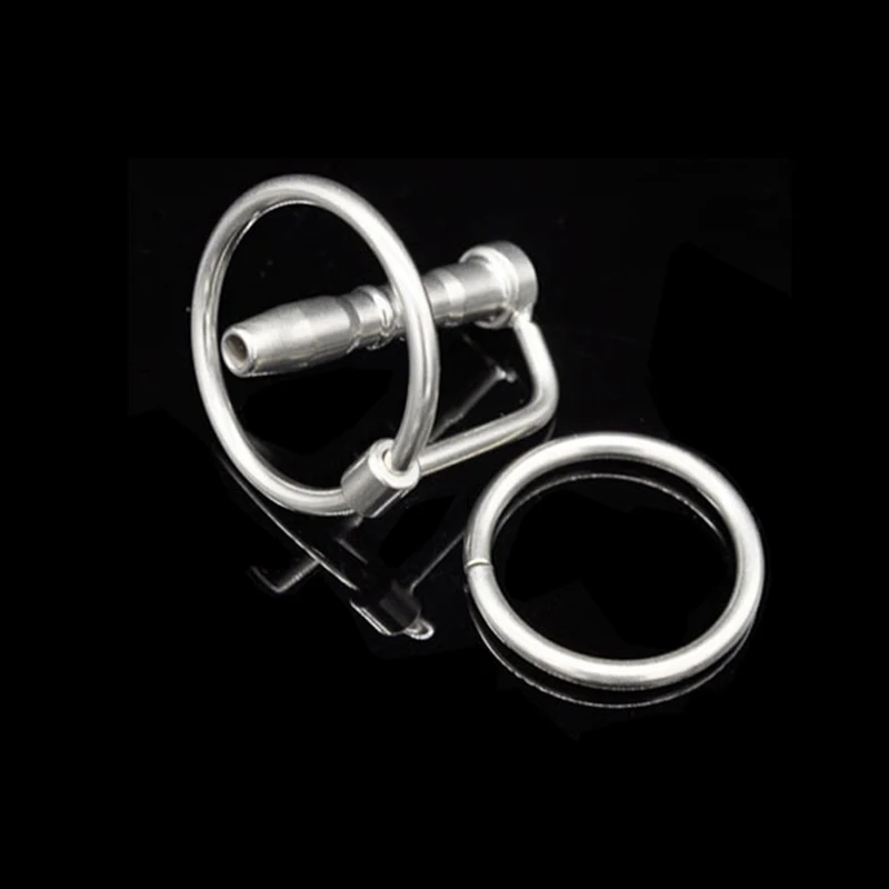 Prison Bird Male Stainless Steel Urethra Catheter with 2 size Cock ring,Penis Urinary Plug,Sex Toy, Stimulate Dilator A001
