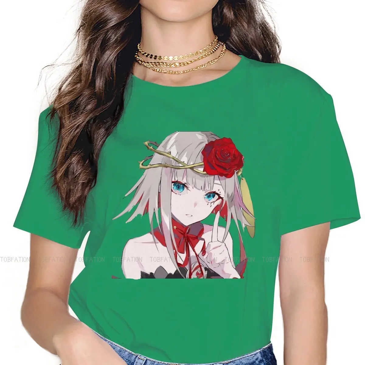 Camiseta Cosette con cuello redondo para mujer, ropa básica de algodón puro de talla grande, Takt op Anime|Camisetas| - AliExpress
