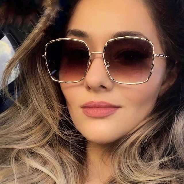

Large frame gradient colour glare-proof sunglasses women's driving mirror retro women's reflective flat mirror sunglasses women'