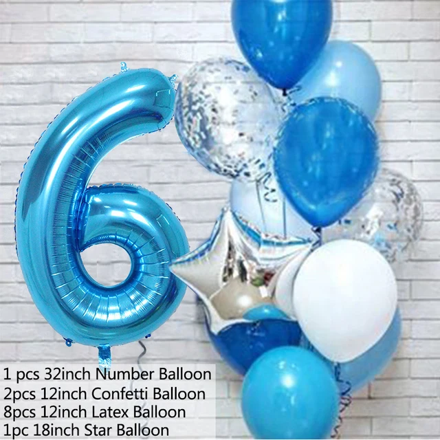12pcs Pink Number Foil Balloon Birthday Party Decoration Latex Balloons Kids Baby Girl 1 2 3 4 5 6 7 8 9 Years Old 1st Birthday B-balloon number 6