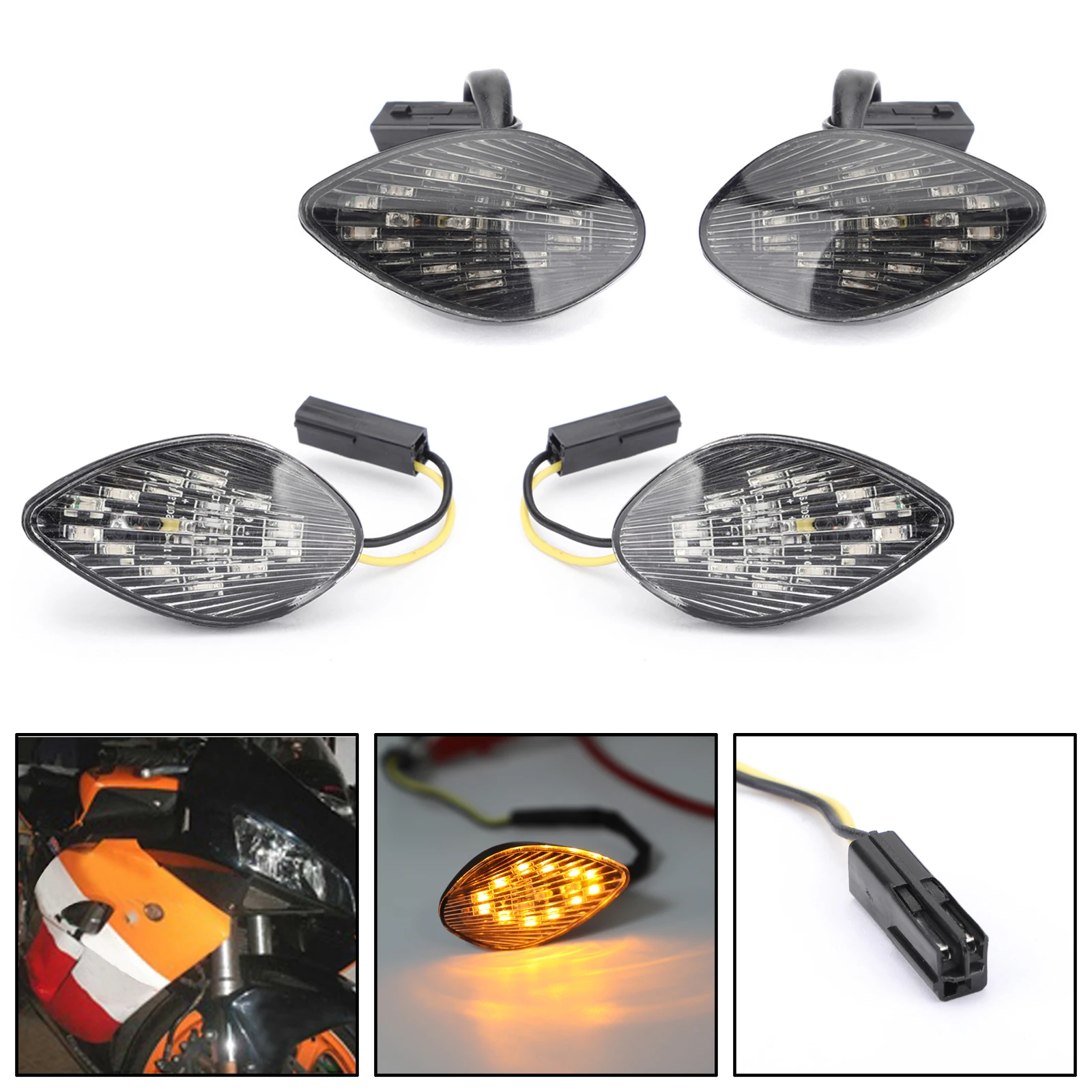 Areyourshop Brand New 2 Pcs Per Honda Cbr 1000 Rr 2004-2005 Sereno Fumo Del Motociclo Mini Euro Led A Filo Montaggio Luce Di Segnale