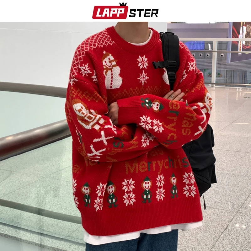 Red Korean Fashion Knitted Sweater Man 