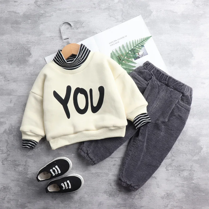 Бархатный костюм для маленьких девочек детская одежда зима 2019 Новое поступление