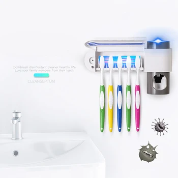 

3 In 1 Ultraviolet Toothbrush Disinfection Sterilizer Multifunctional Toothbrush Rack Shelf UV Disinfector Toothpaste Squeezers