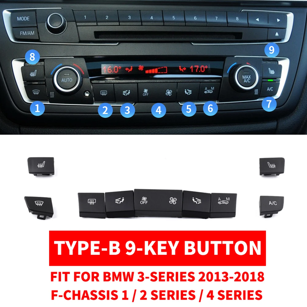 ABS Car Air Conditioner CD Digital Control Key Button Cover Trim Sticker For BMW F30 F80 F31 F32 F33 F35 2013-18 1/2/3/4 series