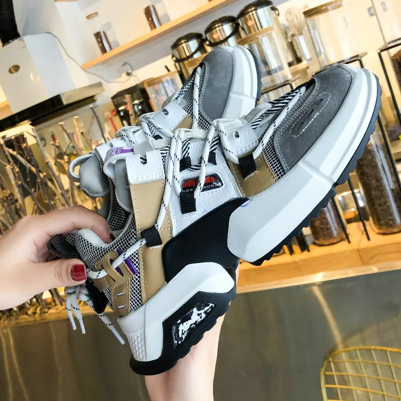 HTUUA/Harajuku/кроссовки на шнуровке на массивной платформе; женская повседневная обувь; женская Вулканизированная обувь; коллекция года; сезон осень; tenis feminino; SX3005