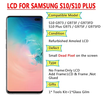 

Amoled LCD with Small Spot For SAMSUNG Galaxy S10 G973F G973FD Display S10+ Plus G975F G975FD +Touch Screen Digitizer Assembly