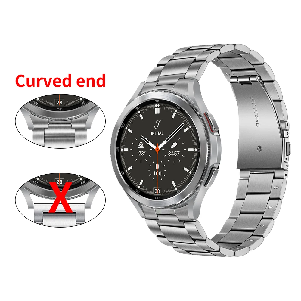 Изогнутый металлический ремешок из нержавеющей стали без зазора для Samsung Galaxy Watch 4
