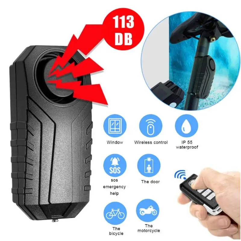 Waterproof Motorcycle Bike Anti-Theft Alarm Wireless Remote Control Bicycle Security 113dB Electric Car | Безопасность и защита