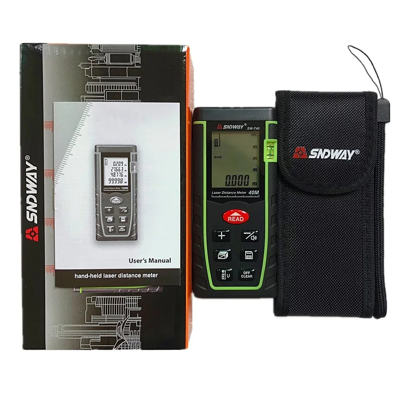 Sndway 40m laser distance meter laser rangefinder SW-T40 accuracy 2mm Maximum measuring distance 40m With color box Sndway 40m laser distance meter laser rangefinder SW-T40 accuracy 2mm Maximum measuring distance 40m With color box