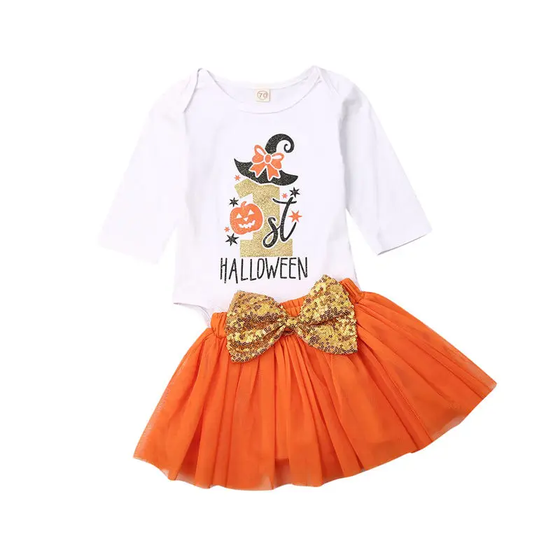 Baby Girls Clothes Set Infant Kids My First Halloween Outfit Long