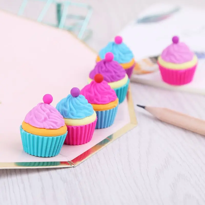 6 шт./компл. Kawaii резиновые торт десертные чашки набор ластиков для детей канцелярские новинки LX9A