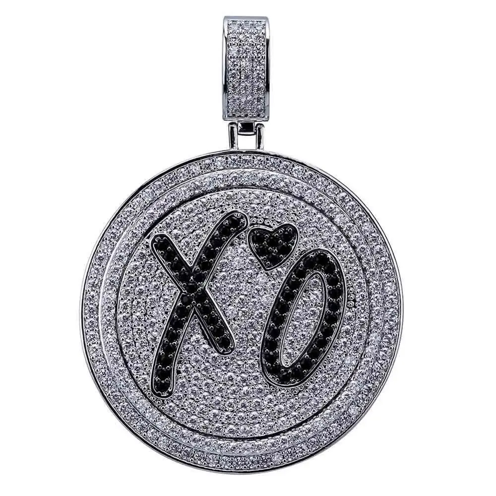 AAA+ кубический цирконий проложили Bling Iced Out Love XO Spinner Круглые Подвески ожерелье для мужчин хип хоп рэппер ювелирные изделия золото серебро