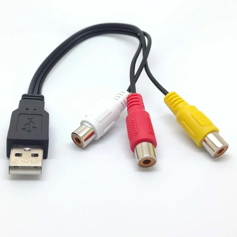 11 8 USB to 3 RCA Adapter Cable Component Male to Male Converter Television Video HDTV 4