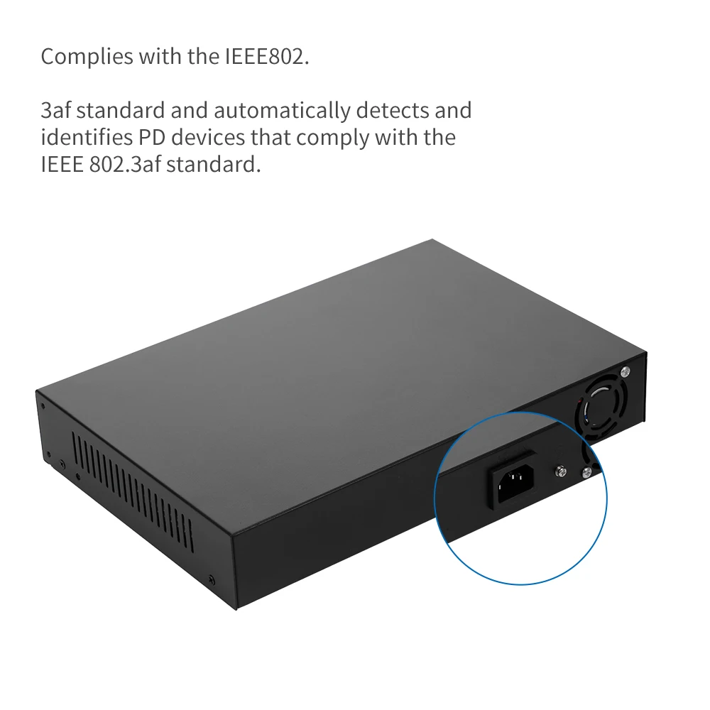 Коммутатор POE BZQN 16FE + 2GE с 16 портами хаб 2 гигабитными Uplink стандарта IEEE 802.3af питание