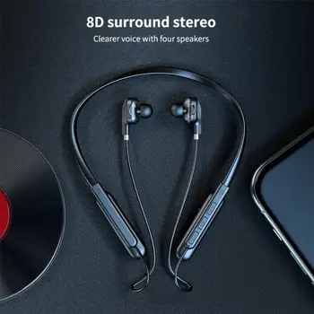 

Bluetooth Headphone 5.0 Four Speakers Subwoofer Neck-mounted Wireless Headset Sports Noise Reduction Support Memory Card