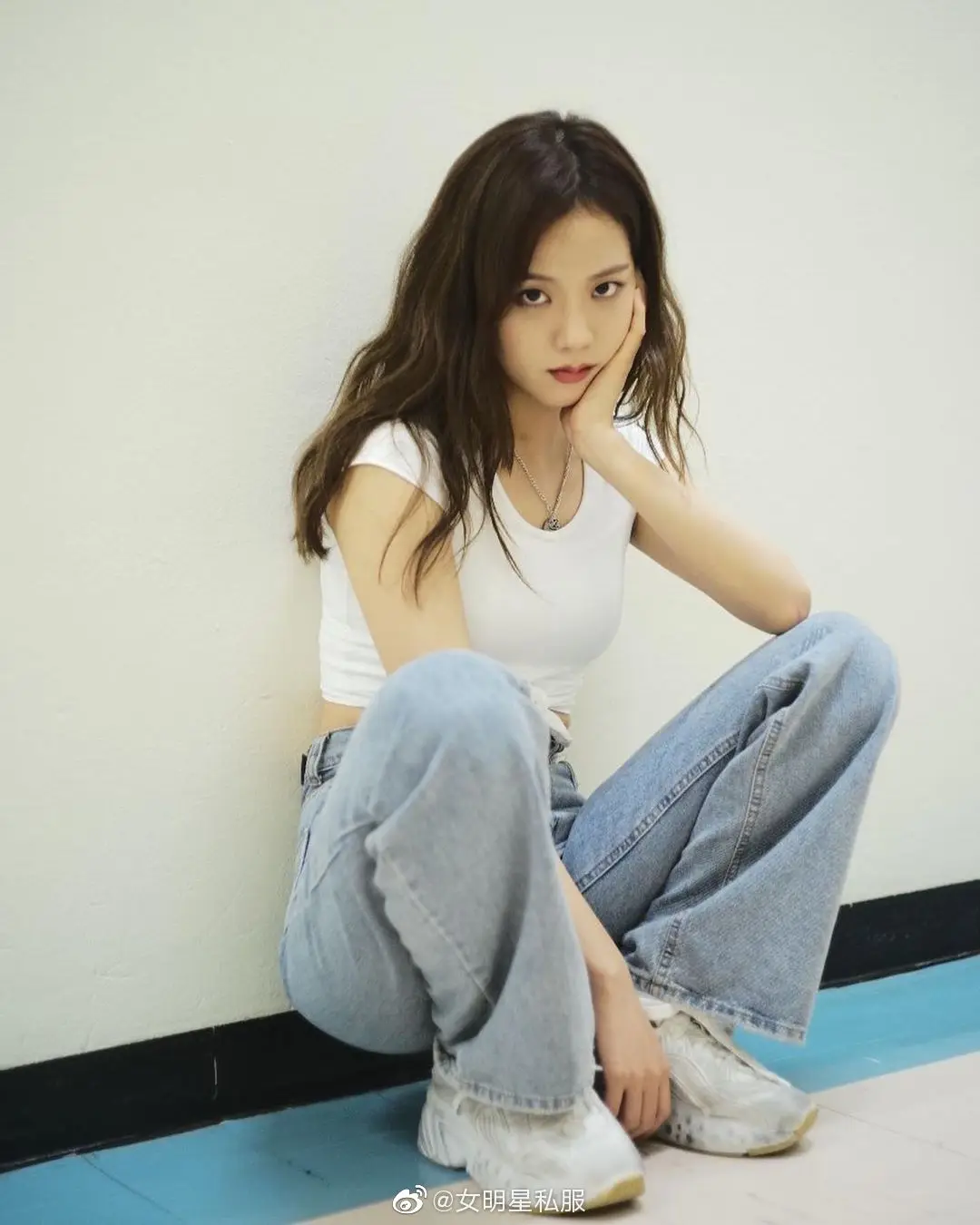 Kpop Blackpink Jisoo same летние свободные с высокой талией широкие женские джинсовые брюки Корейская уличная wild Harajuku прямые джинсы