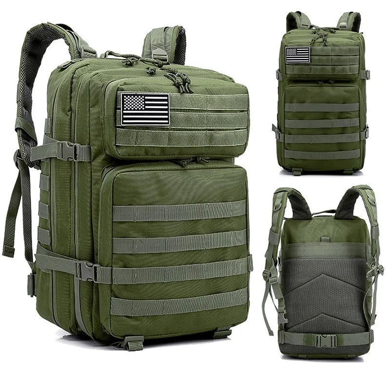 45L тактический армейский большой рюкзак Molle Военная Униформа нападение на открытом воздухе для спорта, Походов, Кемпинга Охота 3D сумки для рюкзаков рюкзак для Для мужчин - Цвет: Army Green