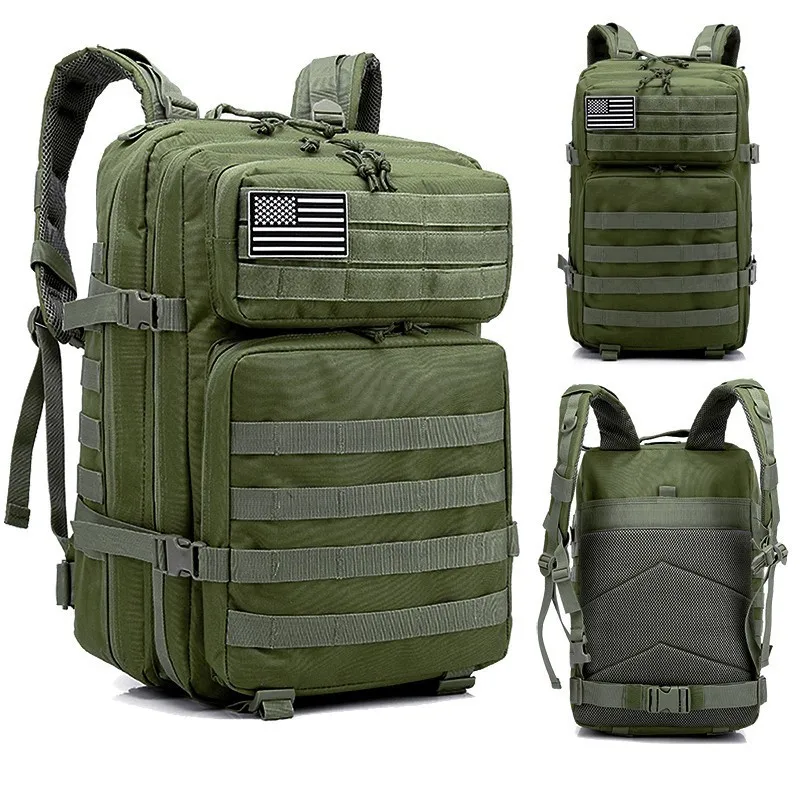 Army Green 45L тактический армейский большой рюкзак Molle Военная Униформа нападение на открытом воздухе для спорта, Походов, Кемпинга Охота 3D сумки для рюкзаков рюкзак для Для мужчин - Цвет: Army Green
