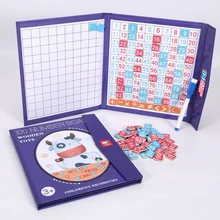 Planche magnétique à cent chiffres, Type de livre, aide à l'enseignement des mathématiques, jouet d'éducation précoce Montessori pour enfants, 1 à 100