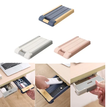 

Creative Invisible Under Desk Drawer Storage Box Space Saving Self-adhesive Pen Organizer Case Table Organizer Box for Students
