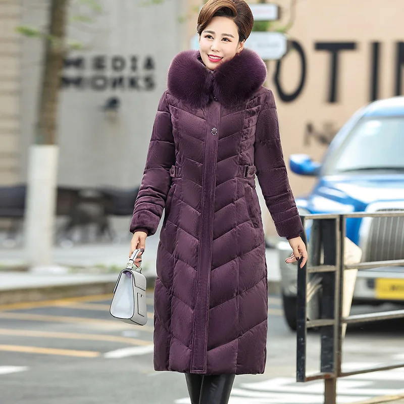 

Middle-aged Cotton Coat Women's 2019 Winter New Style Mid-length over-the-Knee Thick Large Size Slim Fit Slimming Cotton-padded