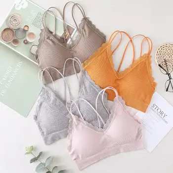 

Seamless Lace Thread Beautiful Back Wrap Bra Chest Ring Anti-light Shoulder No Women Tube Bra Up Steel Shockproof Strap Top M3Q2