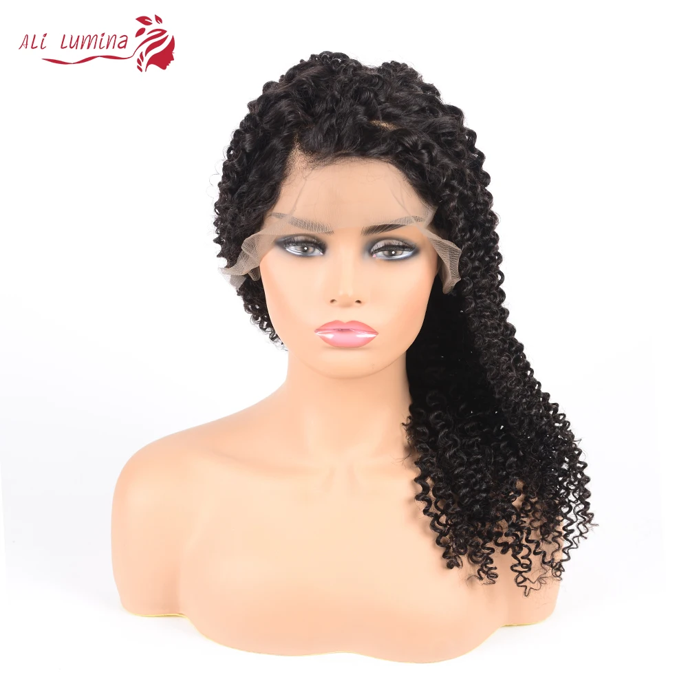 Ali Lumina Kinky Culry 13X4 парик фронта шнурка бразильские человеческие волосы парик из натуральных волос быстрая доставка