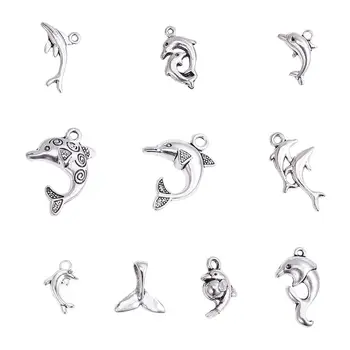 

1 Box Tibetan Alloy Animal Dolphin Pendants Charms Antique Silver