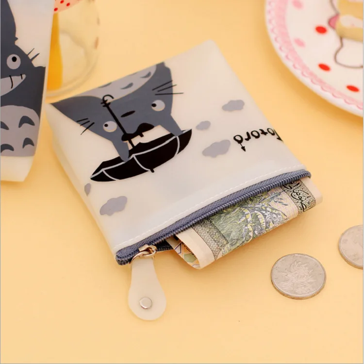 

New Style Japanese Korean Stationery Cute Totoro Transparent Gel Purse Coin Bag Cute Storgage Bag Wallet