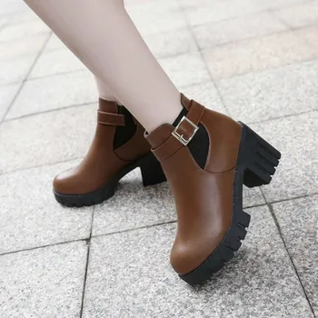 

Dwayne Autumn Winter Women's Single Boots Female Elastic band Vintage Fashion Ankle Boots Detachable Buckle