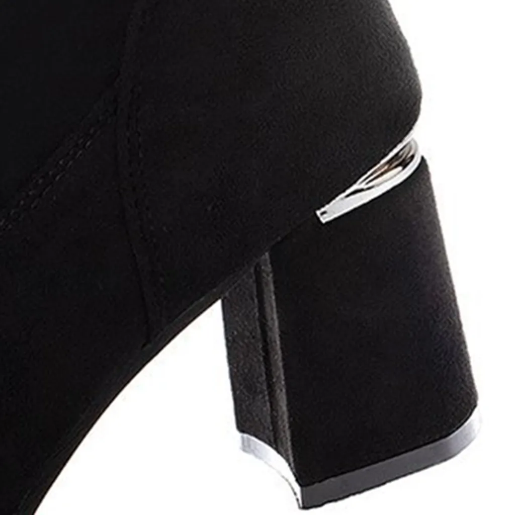 2020 new fashion solid color high heel women's shoes elastic velvet side zipper with suede women's boots