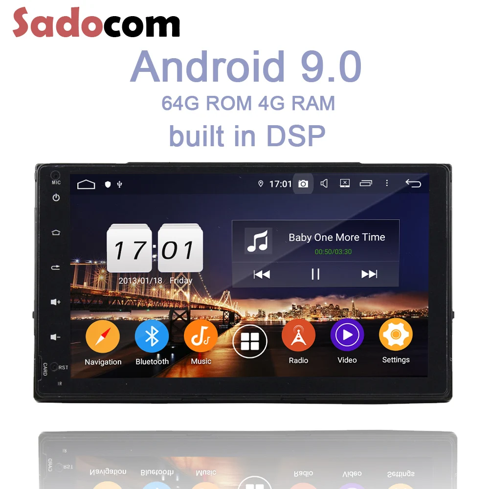 Cheap 9" DSP 2 din Android 9.0 4GB+64GB+8core Car multimedia Player Wifi RDS RADIO GPS Glonass Bluetooth For Toyota Corolla 2016 2017 3