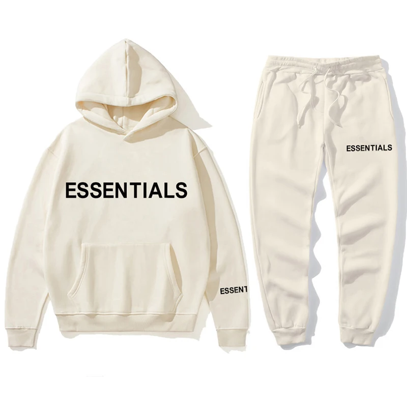 New Essentials Men Hooded Sweatshirt Suit Pure Cotton Couple Jogging  Sweatshirts Oversized Fashion Streetwear Tracksuit Spring|Hoodies \u0026  Sweatshirts| - AliExpress