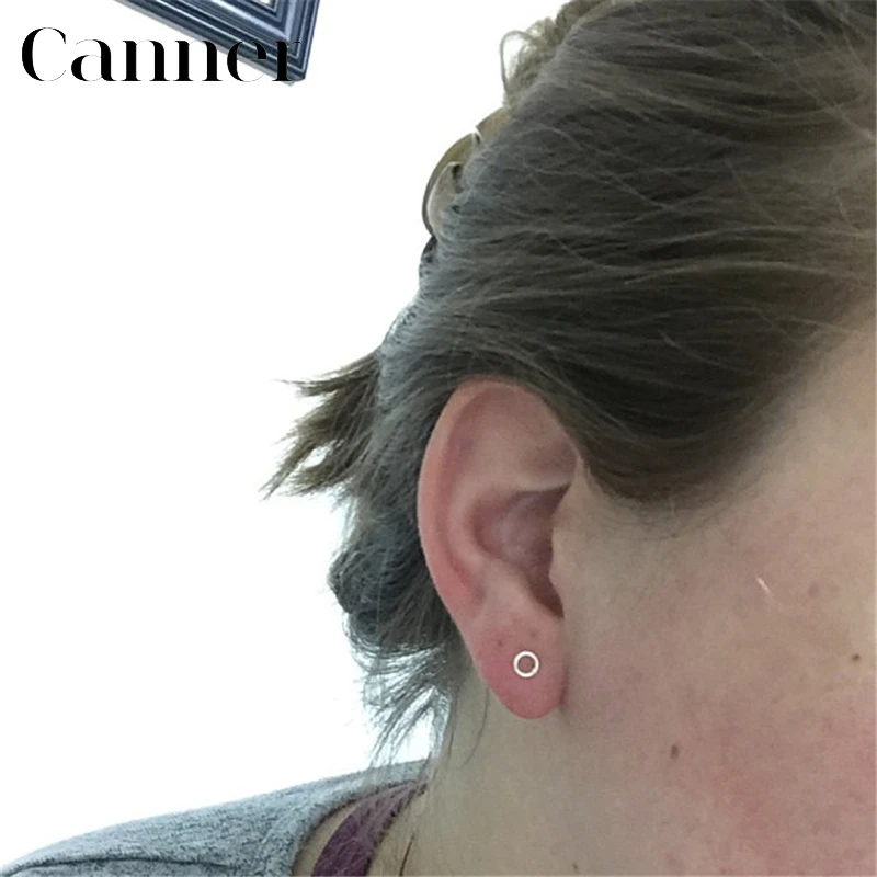 

Simple Mini Small Size Circle Earrings real 925 Sterling Silver Round Ear Bone Stud Earrings For Women Ear Jewelry Warehouse