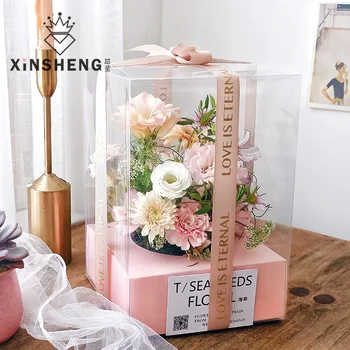 

Creative Panoramic Rose Box Preserved Fresh Flower Rectangular Transparent Packaging Box Gift Box