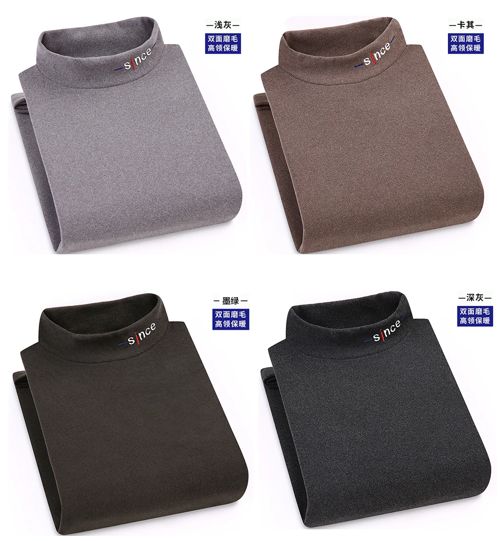 Hombres cólido y cómodo jersey de cuello alto mangas largas suéteres de punto de jersey suave flexible slim fit Jersey casual de