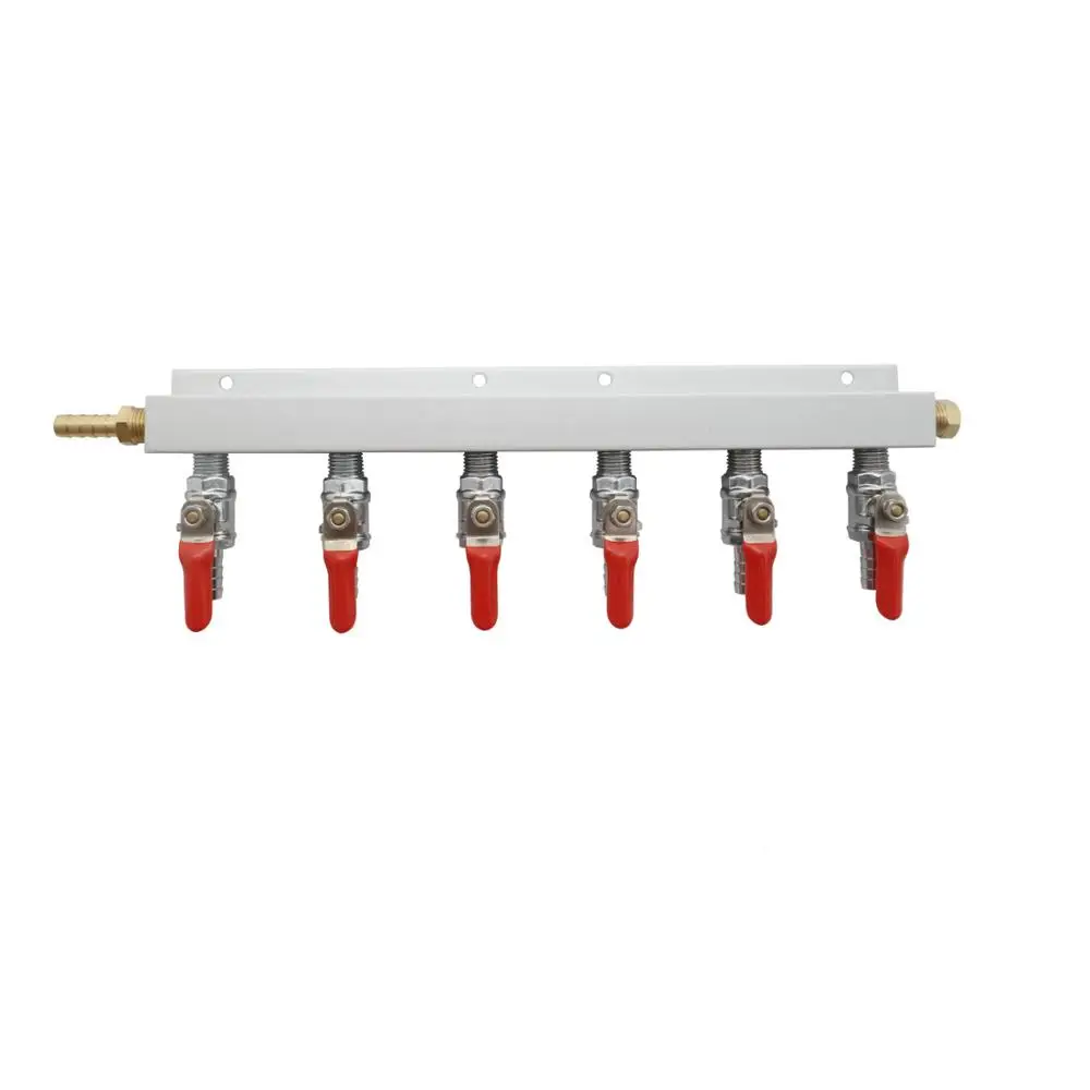 6 way Новое поступление 5/1" Барб CO2 воздушный газовый распределительный коллектор разветвитель разливного пива Kegerator с обратными вентилями для домашнего пивоварения - Цвет: 6 way