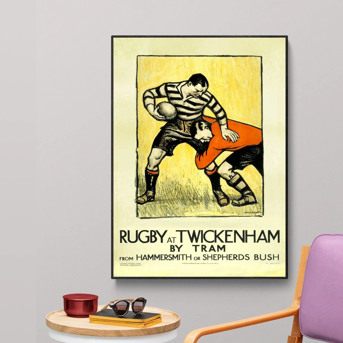 Рекламный плакат для регби в Twinckenham 1921 реклама лондонский транспорт холст печать