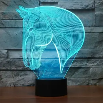 

3D Illusion Led Night Light Table Lamp Horse Head Figure Touch Sensor Bedroom Decoration Desk Lamp Nightlight Xmas Gift for Kids