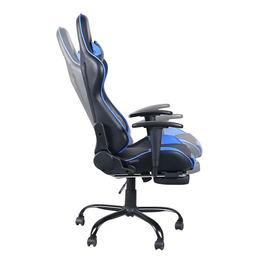  High Back Swivel Chair Racing Gaming Chair Office Chair with Footrest Tier Black & Blue